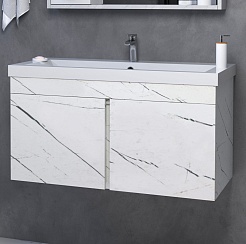 Misty Тумба с раковиной Торос 100 белый мрамор – фотография-4